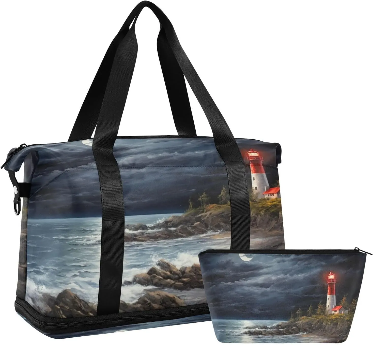 Lighthouse4 Sports Gym Bag,Travel Duffel bag with Wet Pocket & Shoes Compartment Lightweight Waterproof Overnight Bag for Men Women