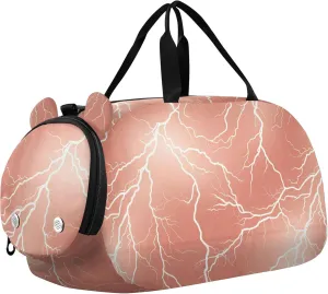 Lightning Rose Gold Duffel Gym Bags with Shoes Compartment Large Capacity Carry on Luggage for Travel, Sports, Fitness & Workout