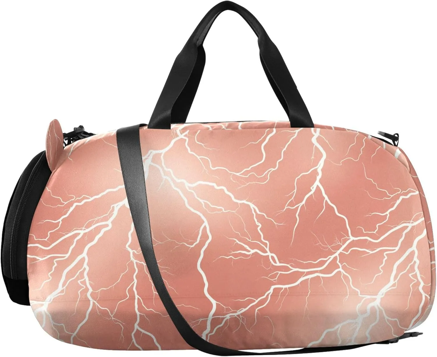 Lightning Rose Gold Duffel Gym Bags with Shoes Compartment Large Capacity Carry on Luggage for Travel, Sports, Fitness & Workout