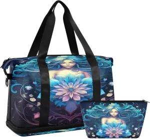 Mandala Woma Sports Gym Bag,Travel Duffel bag with Wet Pocket & Shoes Compartment Lightweight Waterproof Overnight Bag for Men Women