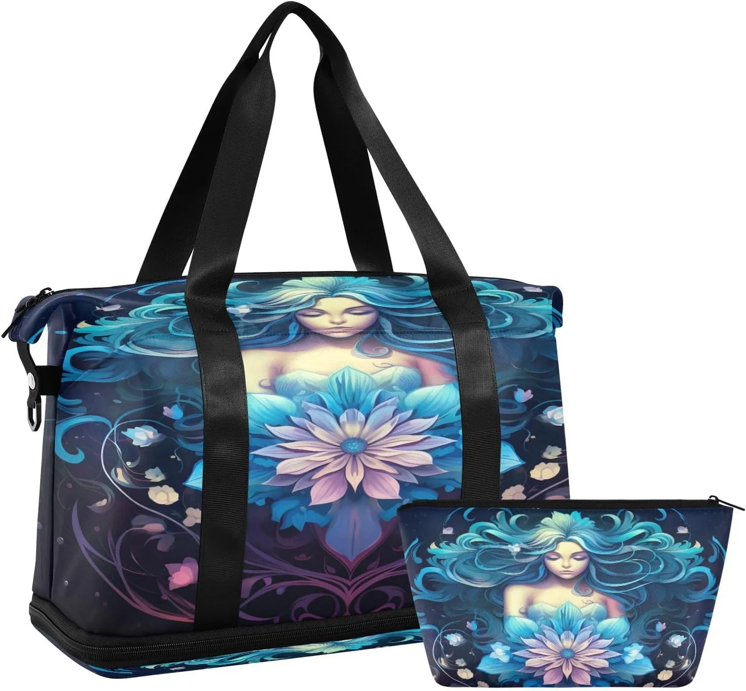 Mandala Woma Sports Gym Bag,Travel Duffel bag with Wet Pocket & Shoes Compartment Lightweight Waterproof Overnight Bag for Men Women