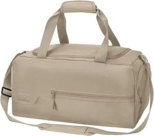 MarsBro Water Resistant Sports Gym Travel Weekender Duffel Bag with Shoe Compartment, Beige Grey, Modern