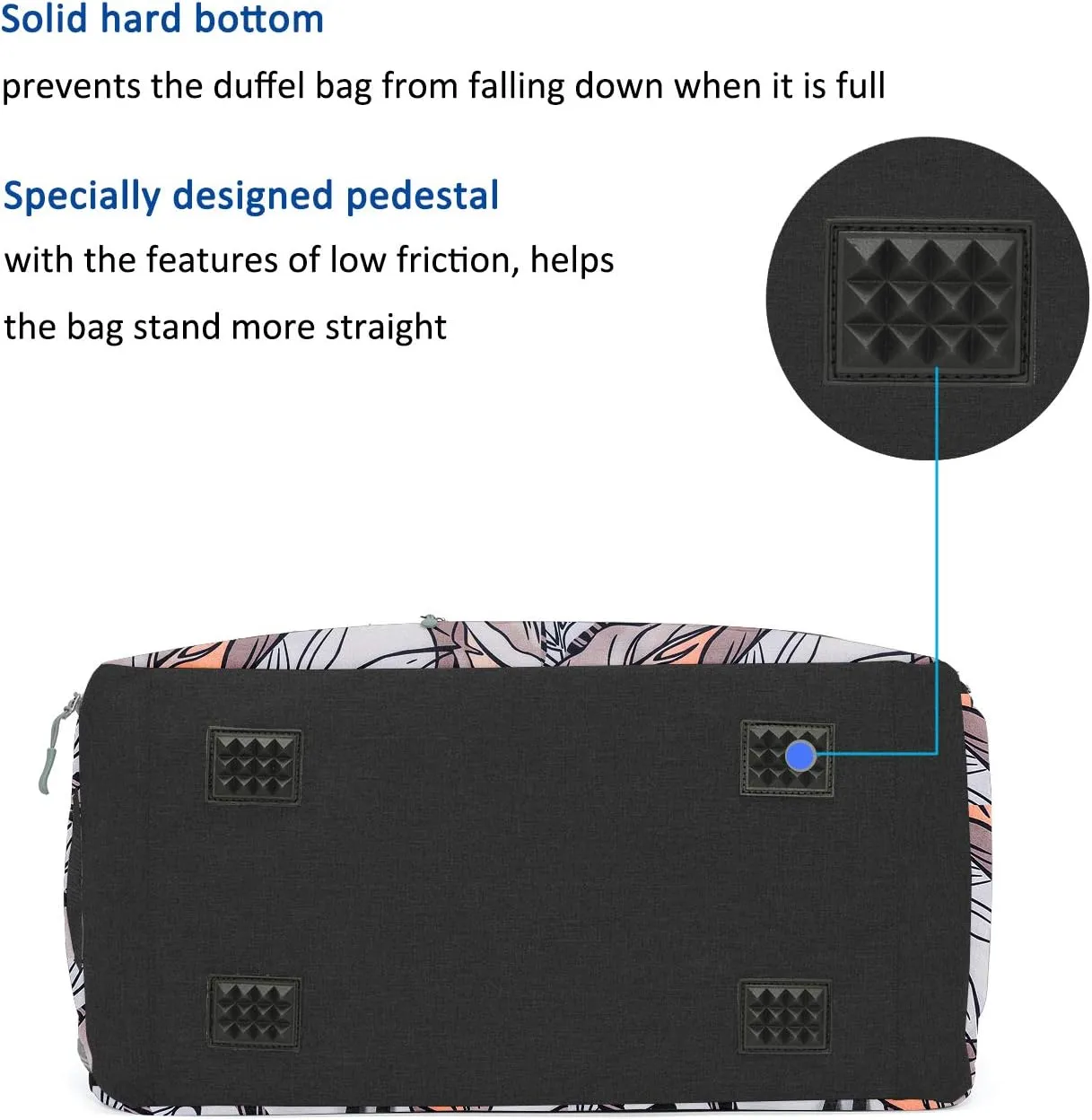 MarsBro Water Resistant Sports Gym Travel Weekender Duffel Bag with Shoe Compartment (floral white)