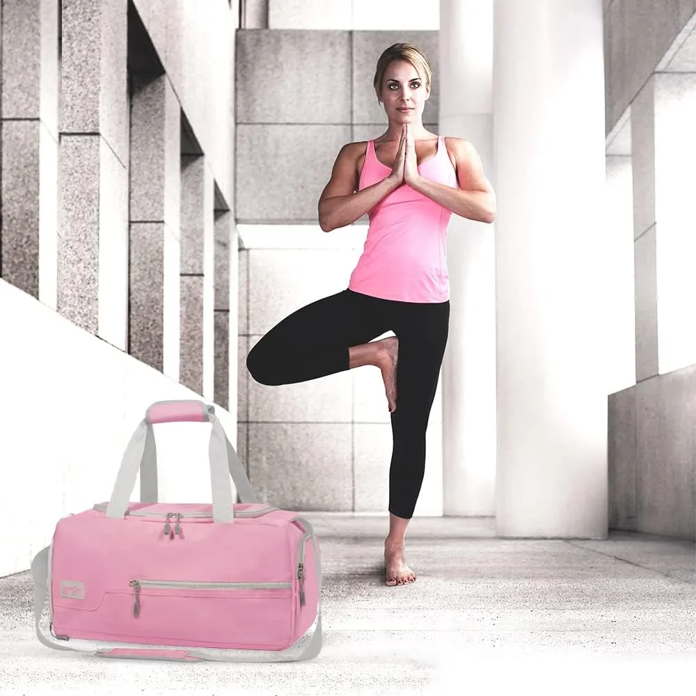 MarsBro Water Resistant Sports Gym Travel Weekender Duffel Bag with Shoe Compartment Pink