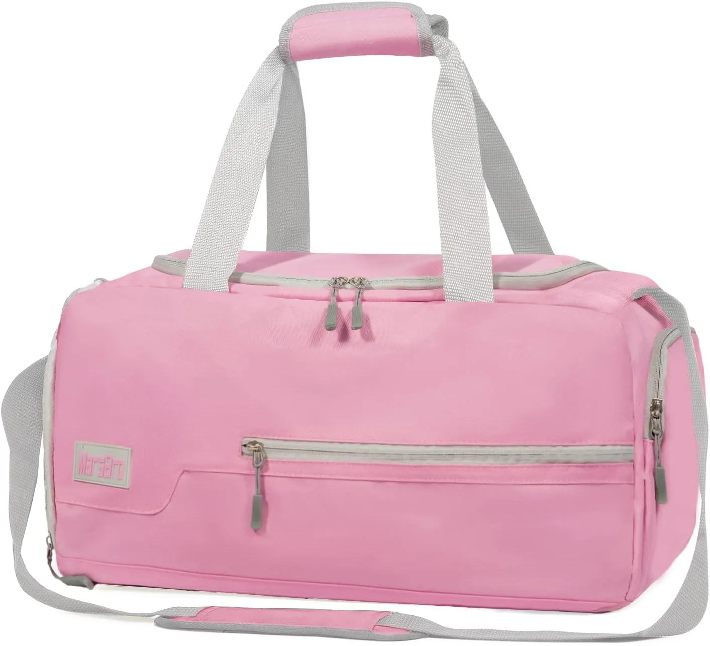 MarsBro Water Resistant Sports Gym Travel Weekender Duffel Bag with Shoe Compartment Pink