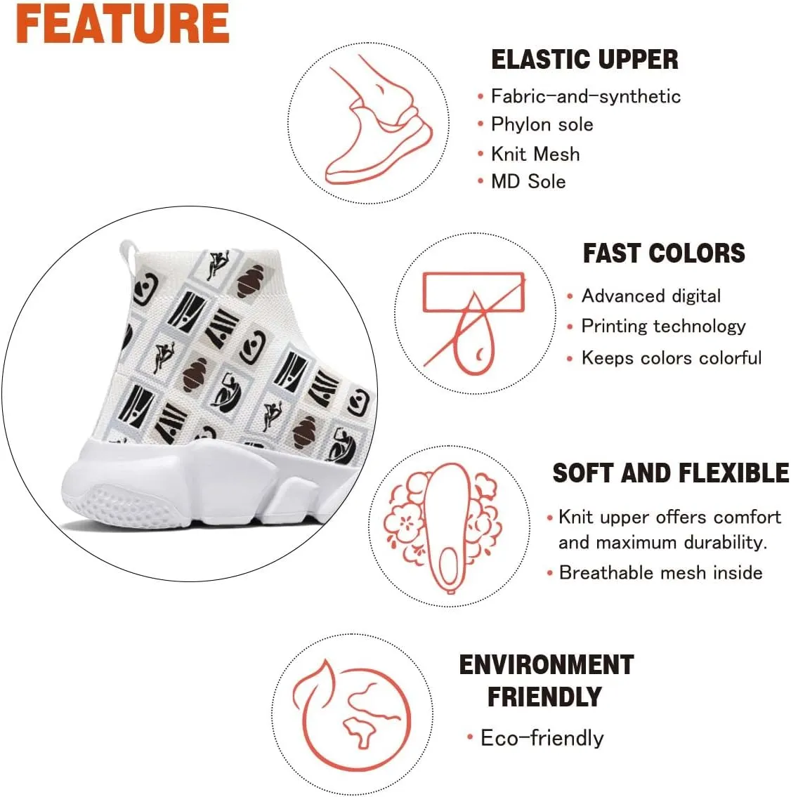 Men's Fashion Graffiti Shoes - Plus Size Tennis Trainers Abstract Art Sock Sneakers for Women