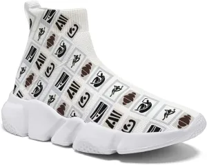 Men's Fashion Graffiti Shoes - Plus Size Tennis Trainers Abstract Art Sock Sneakers for Women