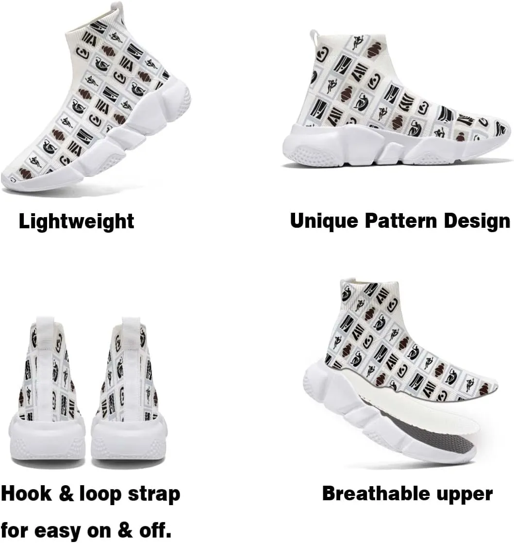 Men's Fashion Graffiti Shoes - Plus Size Tennis Trainers Abstract Art Sock Sneakers for Women