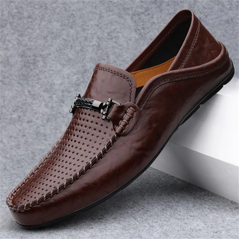 Men's Genuine Leather Loafer Shoes Slip on Soft Breathable Walking Driving Shoes Size 6-14