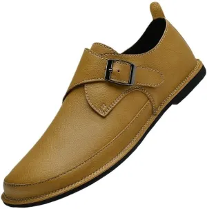 Men's Genuine Leather Loafers, Vintage Slip-On Moccasins, Single Buckle Casual Dress Shoes for Men, Driving Flats Social Shoes