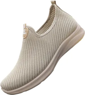 Mens Mesh Breathable Sneakers Solid Color Slip-in Casual Soft Walking Running Shoes Comfortable Tennis Shoes Flat Bottom Non Slip Summer Spring Mens Shoe