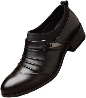 Men's Patent Leather Formal Business Oxford Dress Shoes Comfort Handmade Round Toe Slip On Non-Slip Lug Sole Lace-Up Formal Derby Shoes