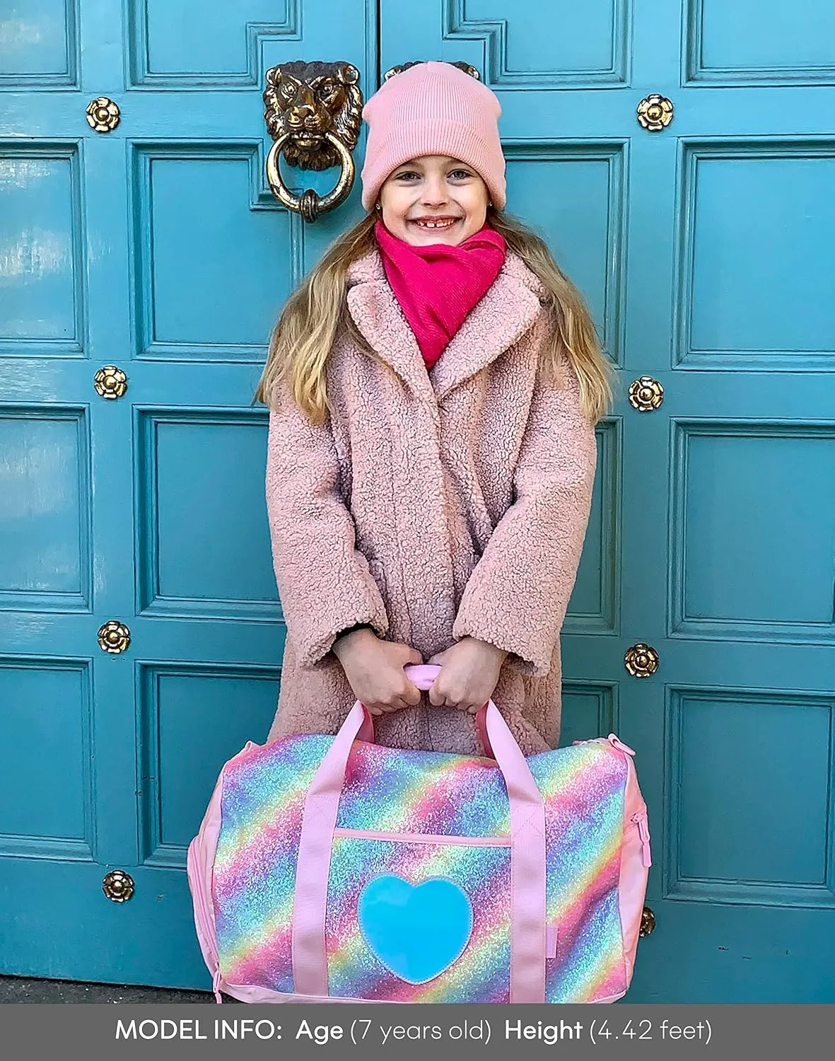 mibasies Dance Bag for Girls Duffle Bag Kids Overnight Travel Sleepover Bags Sport Gym Bag with Shoes Compartment, Pink Blue