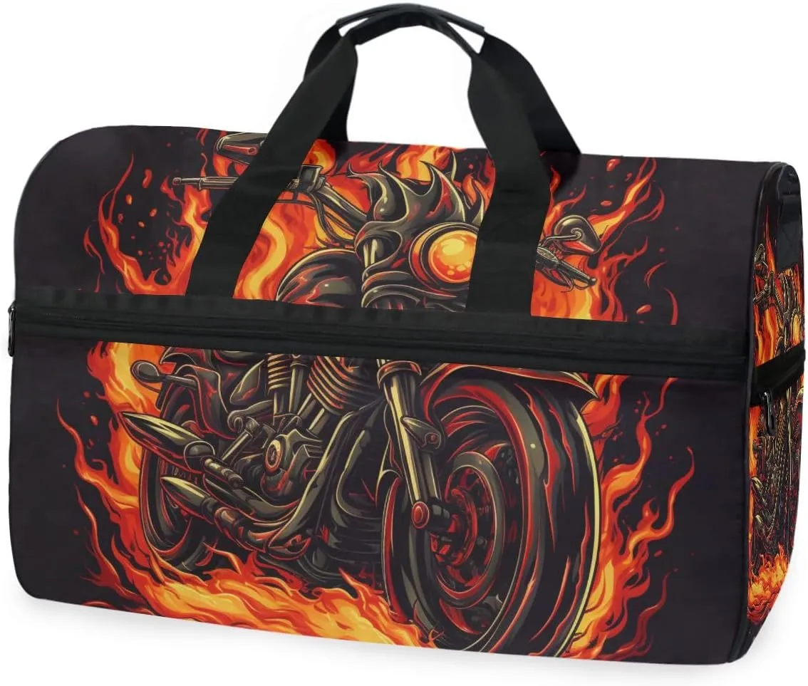 Motorbike 1 Travel Duffel Bag Luggage Sports Gym Bags With Shoes Compartment Large Capacity Lightweight Duffle Bag For Men Women