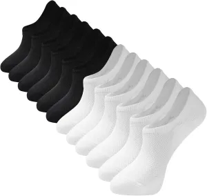 No Show Socks for Men, Low Cut Ankle Invisible Cotton Socks for Loafer, Non Slip Size 9-11/10-13