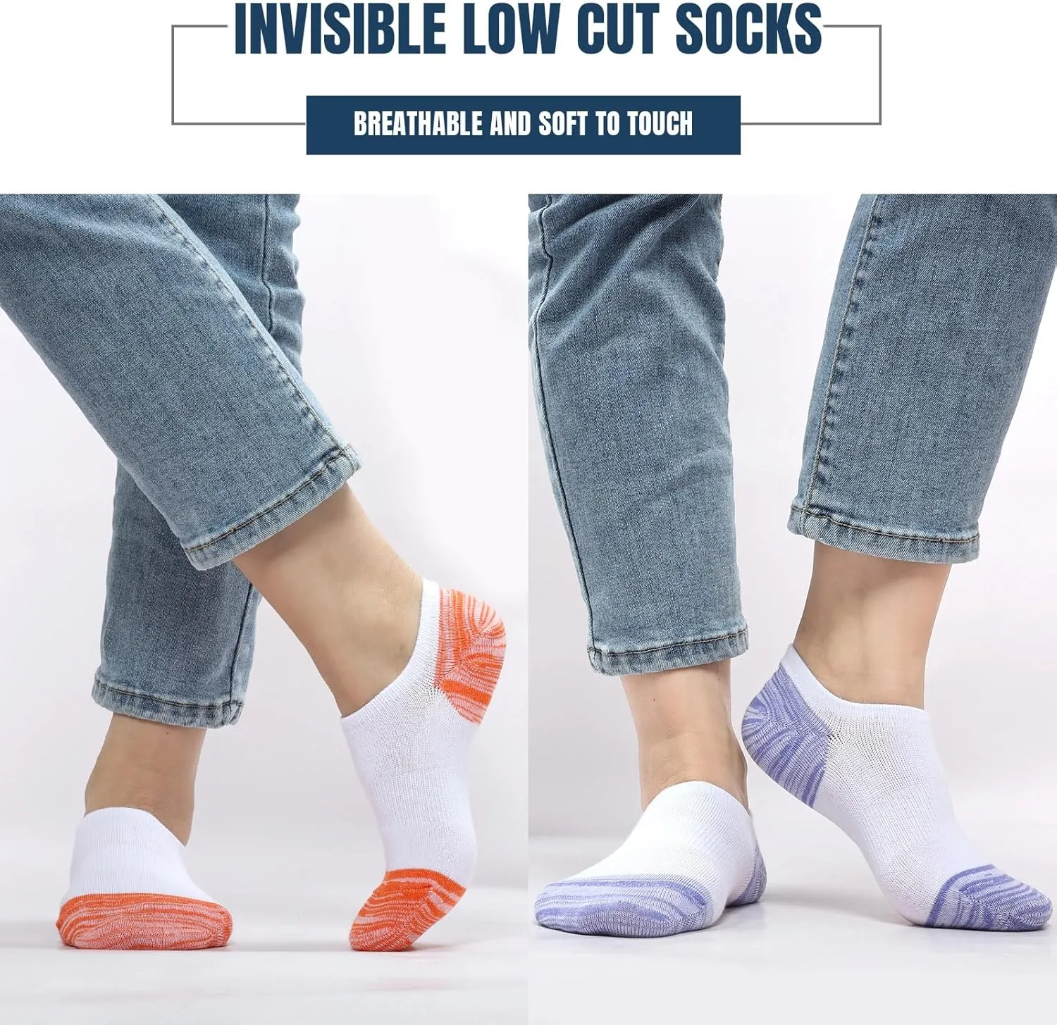 No Show Socks for Women - Low Ankle Footies for Sneakers, Athletic Anti-Slip Invisible Liner, 6/8 Pairs