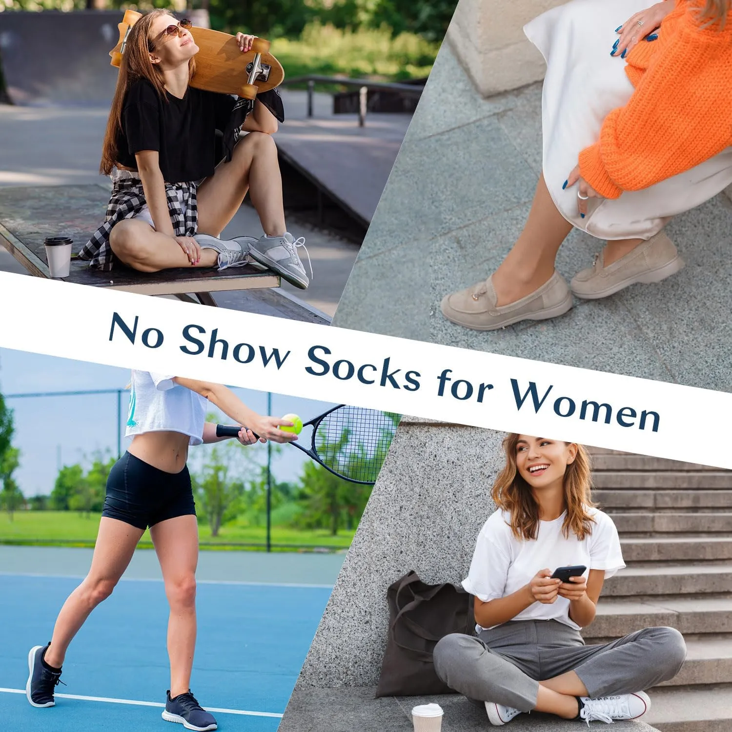 No Show Socks for Women - Low Ankle Footies for Sneakers, Athletic Anti-Slip Invisible Liner, 6/8 Pairs
