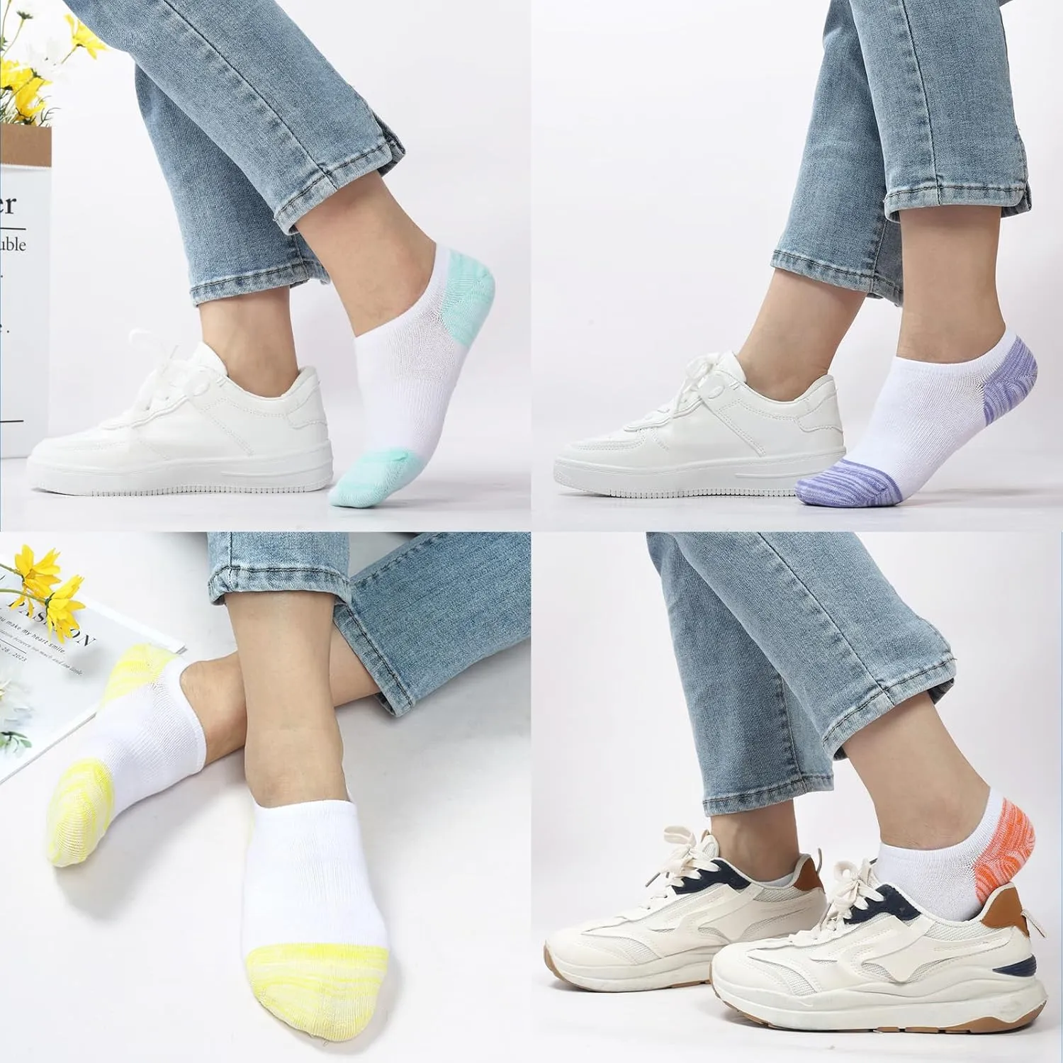 No Show Socks for Women - Low Ankle Footies for Sneakers, Athletic Anti-Slip Invisible Liner, 6/8 Pairs