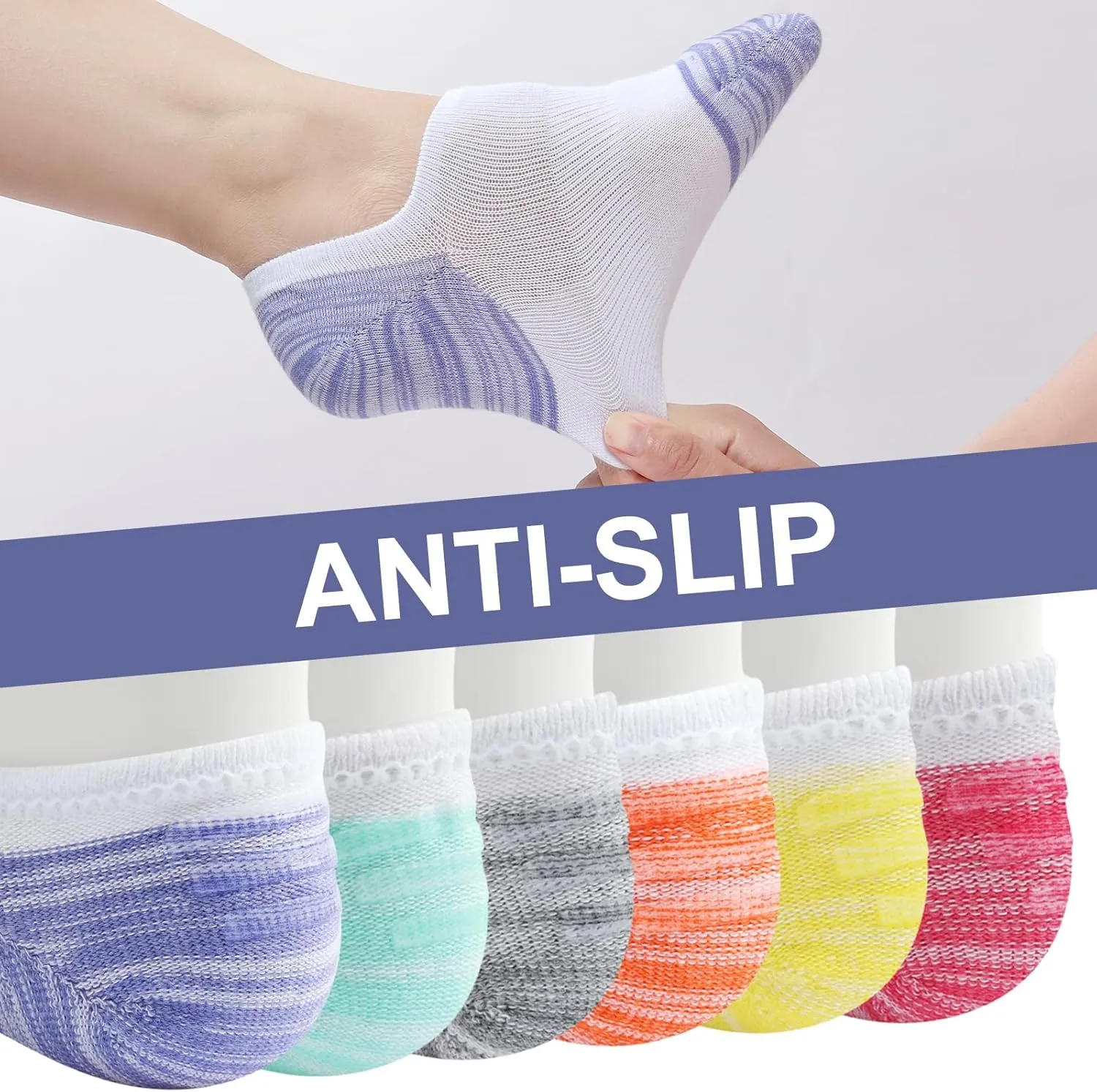 No Show Socks for Women - Low Ankle Footies for Sneakers, Athletic Anti-Slip Invisible Liner, 6/8 Pairs