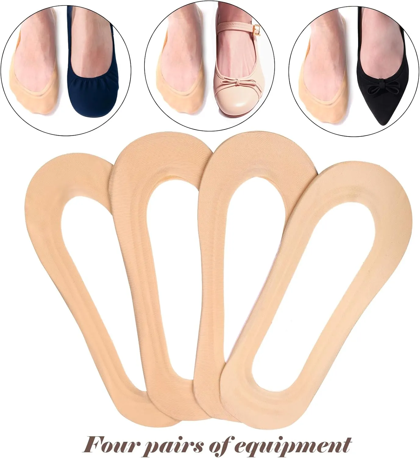 No Show Socks Women Cotton Nylon Low Cut Invisible Socks for Flats Heels Sport Shoes (4 or 6 Pairs)