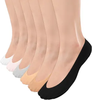 No Show Socks Women Cotton Nylon Low Cut Invisible Socks for Flats Heels Sport Shoes (4 or 6 Pairs)