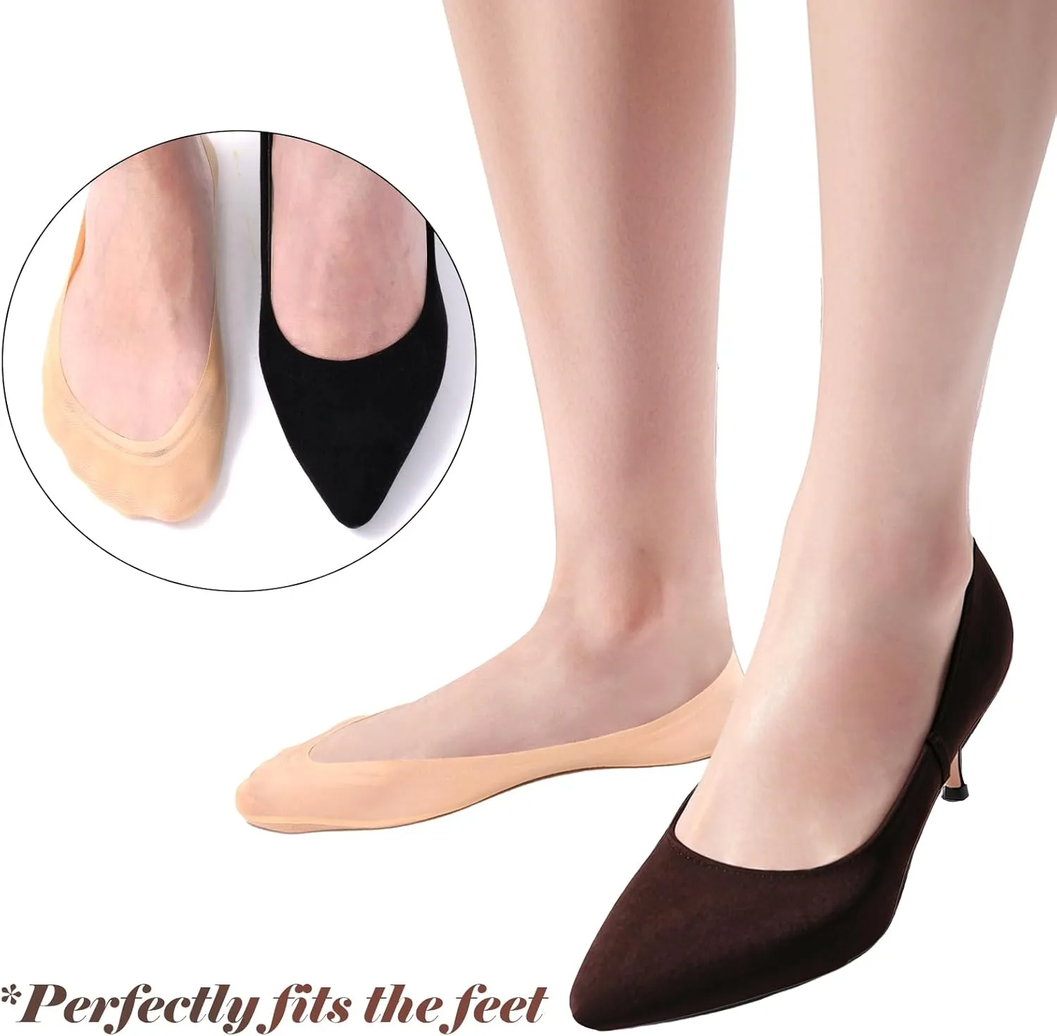 No Show Socks Women Cotton Nylon Low Cut Invisible Socks for Flats Heels Sport Shoes (4 or 6 Pairs)