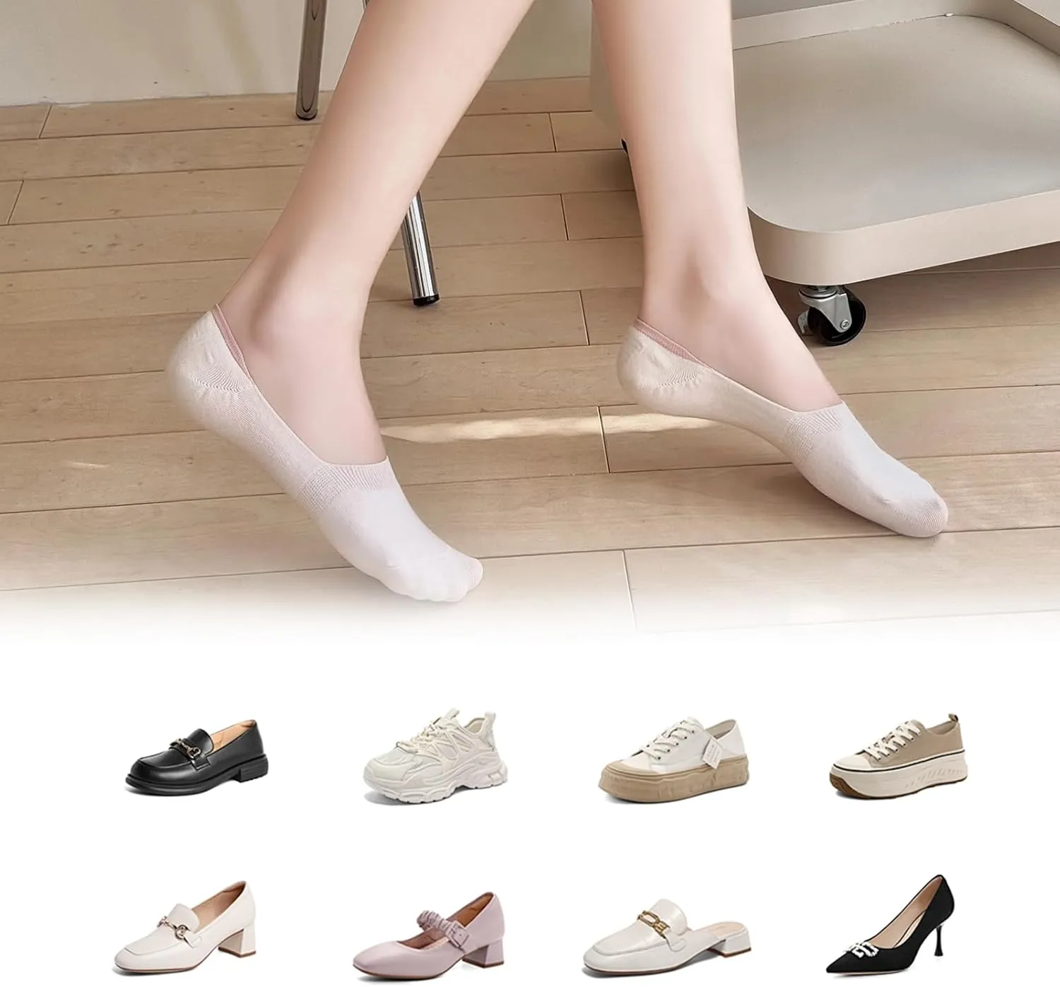 No Show Socks Women Low Non Slip Flat Boat Line Low Cut Invisible Cushioned Ankle Socks For Women