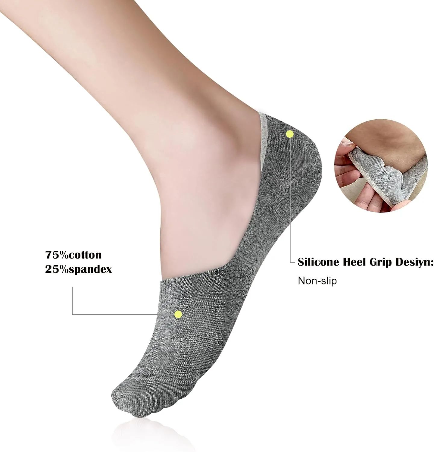 No Show Socks Women Low Non Slip Flat Boat Line Low Cut Invisible Cushioned Ankle Socks For Women