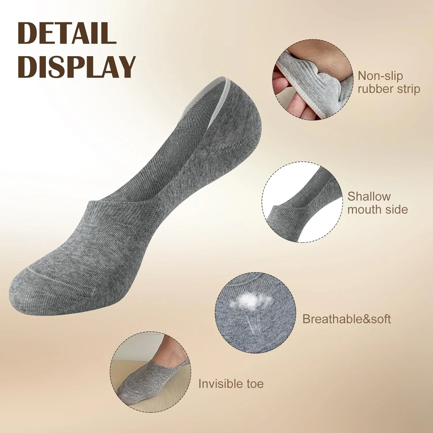 No Show Socks Women Low Non Slip Flat Boat Line Low Cut Invisible Cushioned Ankle Socks For Women