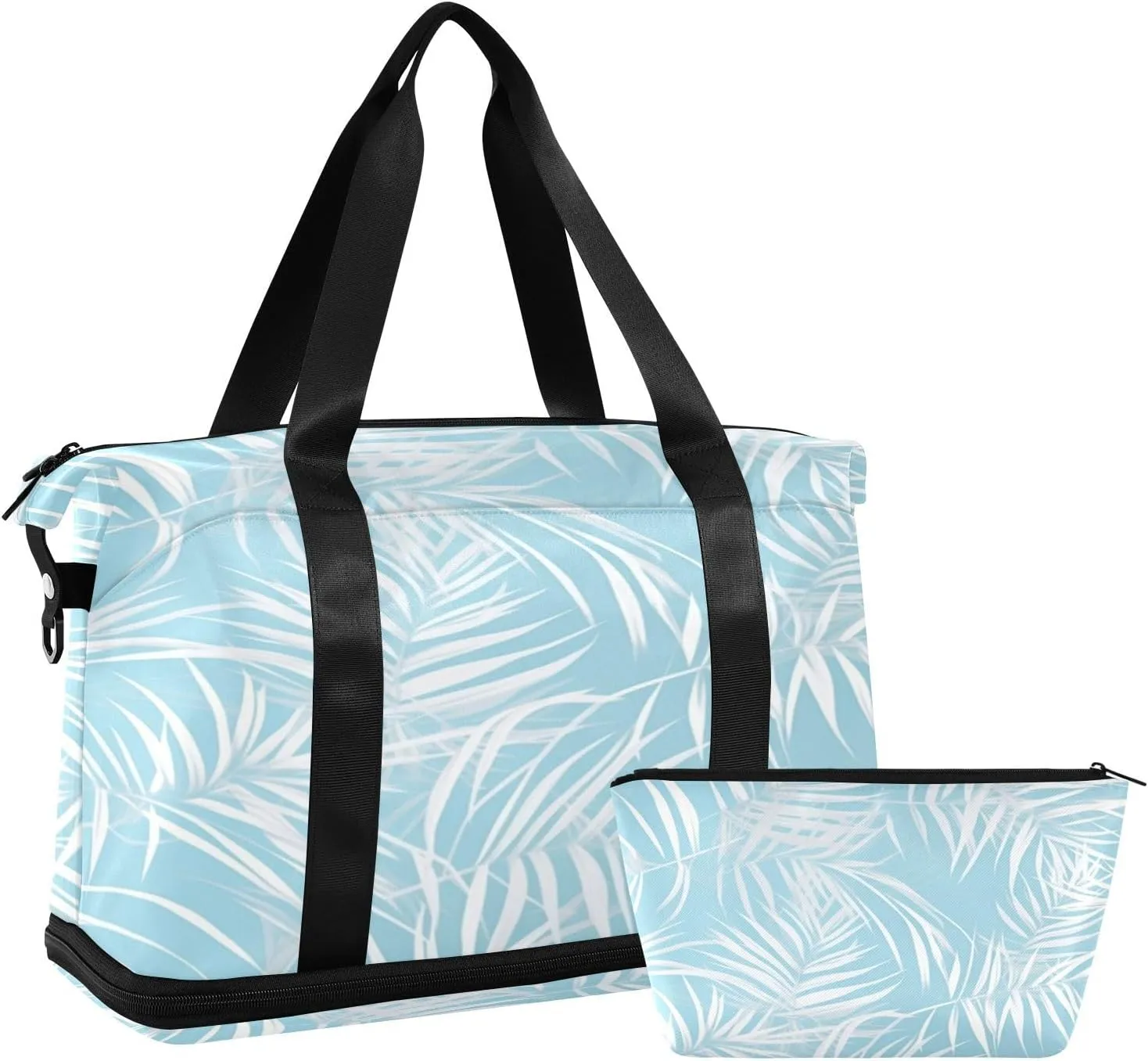 Palm Leaves Gym Bag for Men Women with Shoes Compartment & Wet Pocket Sport Travel Duffel Bag Waterproof Weekender Overnight Bag