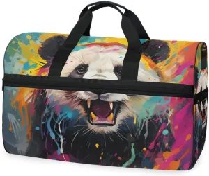 Panda Colorful Travel Duffel Bag Luggage Sports Gym Bags With Shoes Compartment Large Capacity Lightweight Duffle Bag For Men Women