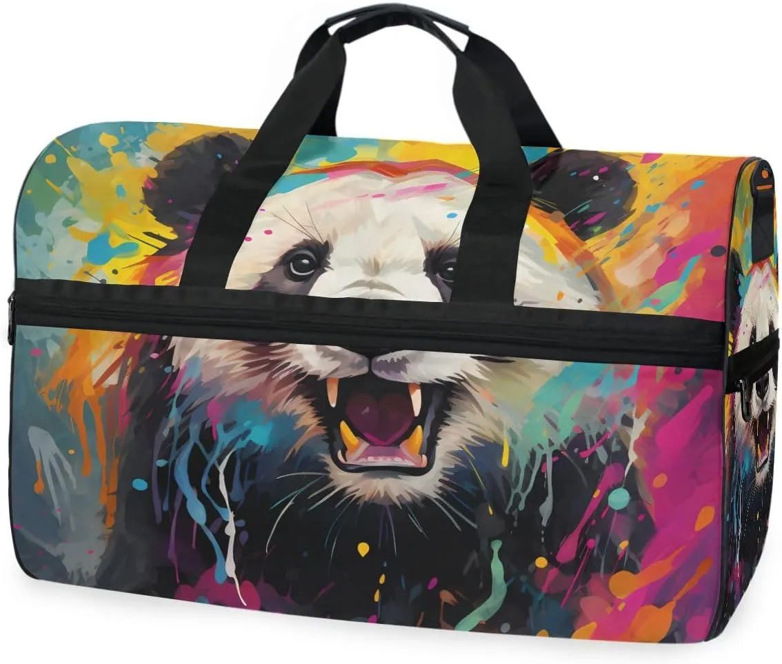 Panda Colorful Travel Duffel Bag Luggage Sports Gym Bags With Shoes Compartment Large Capacity Lightweight Duffle Bag For Men Women