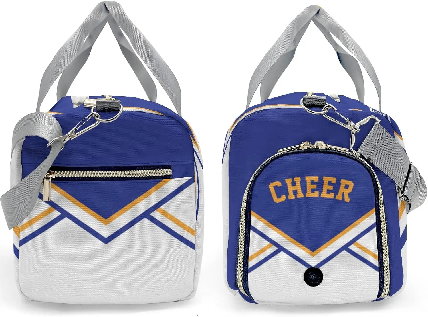 Personalized Cheer Blue Yellow Cheerleader Duffel Bag Travel Bag with Shoes Compartment Gym Yoga Sport Men Women Waterproof with Name