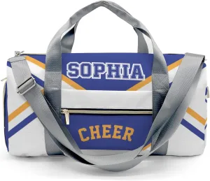 Personalized Cheer Blue Yellow Cheerleader Duffel Bag Travel Bag with Shoes Compartment Gym Yoga Sport Men Women Waterproof with Name