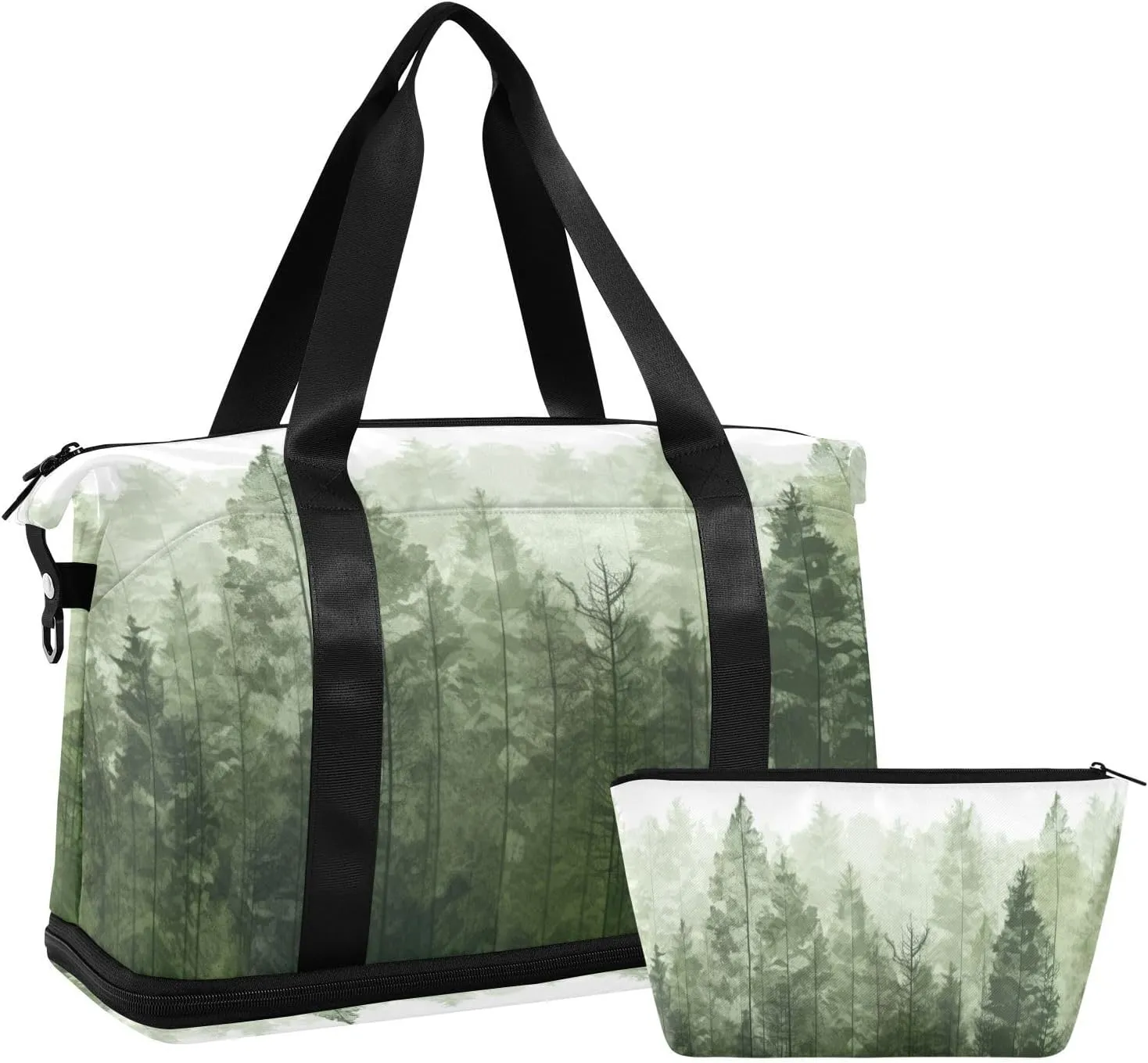 Pine Trees Sports Gym Bag,Travel Duffel bag with Wet Pocket & Shoes Compartment Lightweight Waterproof Overnight Bag for Men Women