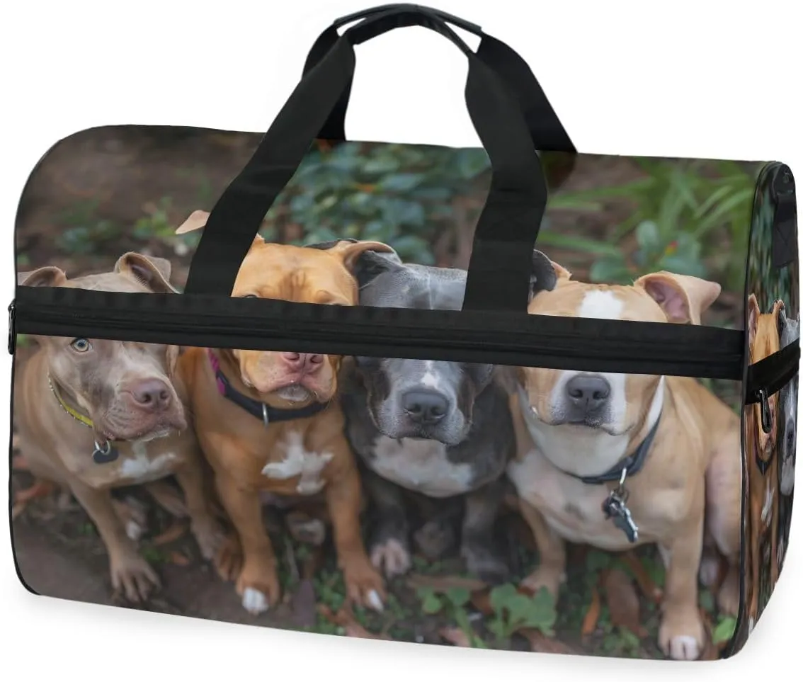 Pitbulls Travel Duffel Bag Luggage Sports Gym Bags With Shoes Compartment Large Capacity Lightweight Duffle Bag For Men Women