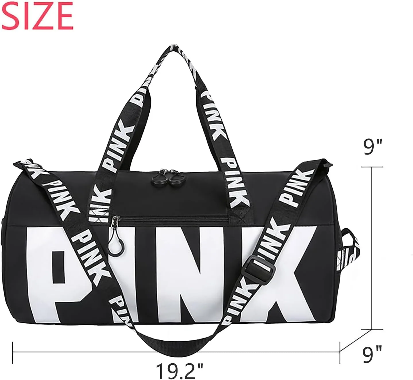 Printed Travel Tote Bag Dry Wet Separation Sports Duffels Bag with Shoes Compartment Weekender Bag for Women and Men (Black)