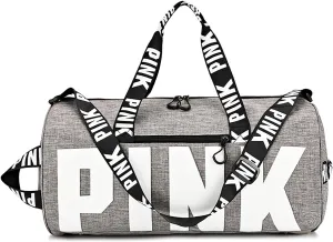 Printed Travel Tote Bag Dry Wet Separation Sports Duffels Bag with Shoes Compartment Weekender Bag for Women and Men (Gray)