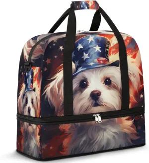 Puppy Dogs Cute Animals Foldable Travel Duffel Bag Overnight Weekender Bag with Shoes Compartment Sports Gym Bag for Men Women