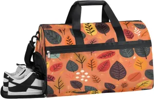 QsirBC Autumn Modern Gym Bag for Women Duffle Tote with Shoes Compartment Men Weekender Duffel for Travel Swimming Sports Overnight