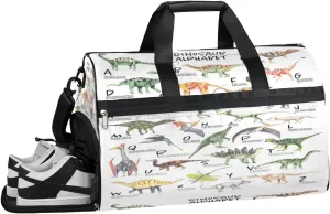 QsirBC Dinosaurs Gym Bag for Women Duffle Tote with Shoes Compartment Men Weekender Duffel For Travel Sports Swimming Overnight