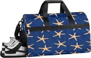 QsirBC Sea Stars Gym Bag for Women Duffle Tote with Shoes Compartment Men Weekender Duffel For Travel Sports Swimming Overnight