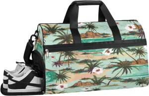 QsirBC Tropical Woods Gym Bag for Women Duffle Tote with Shoes Compartment Men Weekender Duffel For Travel Sports Swimming Overnight