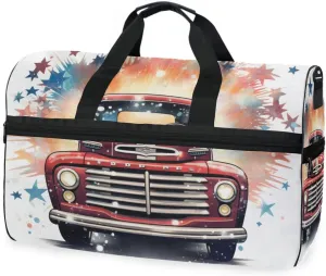 Red Car Travel Duffel Bag Luggage Sports Gym Bags With Shoes Compartment Large Capacity Lightweight Duffle Bag For Men Women