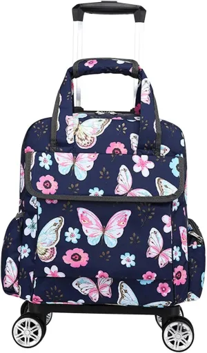Rolling Duffel Bag Travel Duffel Bag Holdall Rolling Luggage 16inch Organizer Storage Shoes Wear Resistant Duffle with Wheels, Butterfly