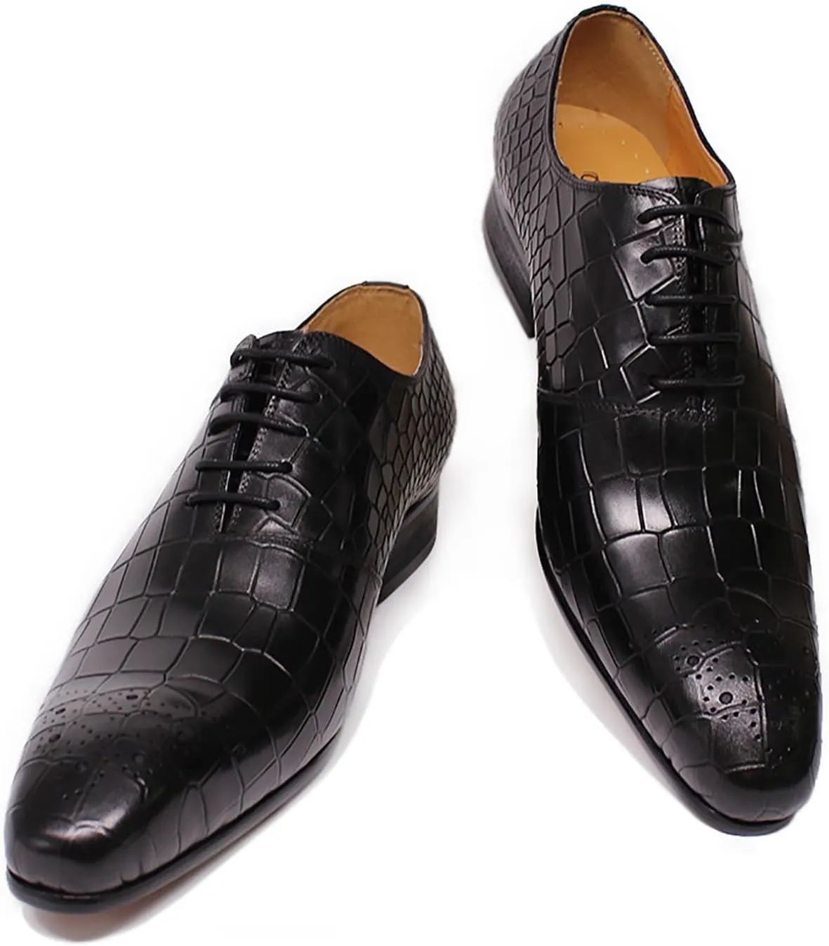 Santimon Men's Fashion Classic Genuine Leather Handmade Brogues Oxfords Dress Formal Tuxedo Derby Shoes