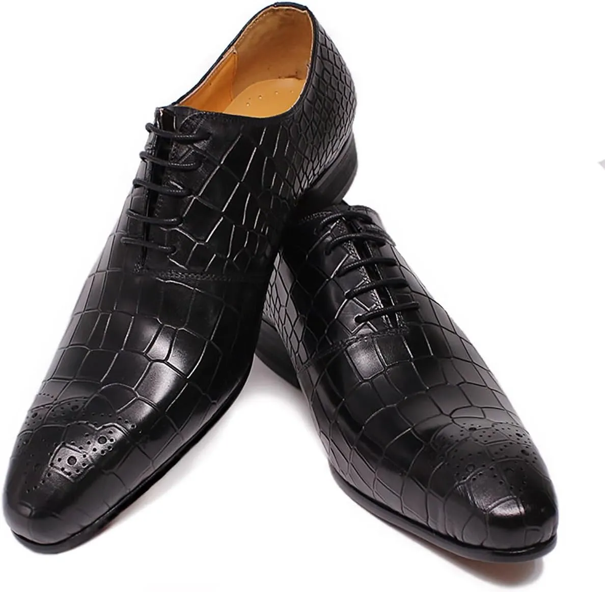 Santimon Men's Fashion Classic Genuine Leather Handmade Brogues Oxfords Dress Formal Tuxedo Derby Shoes