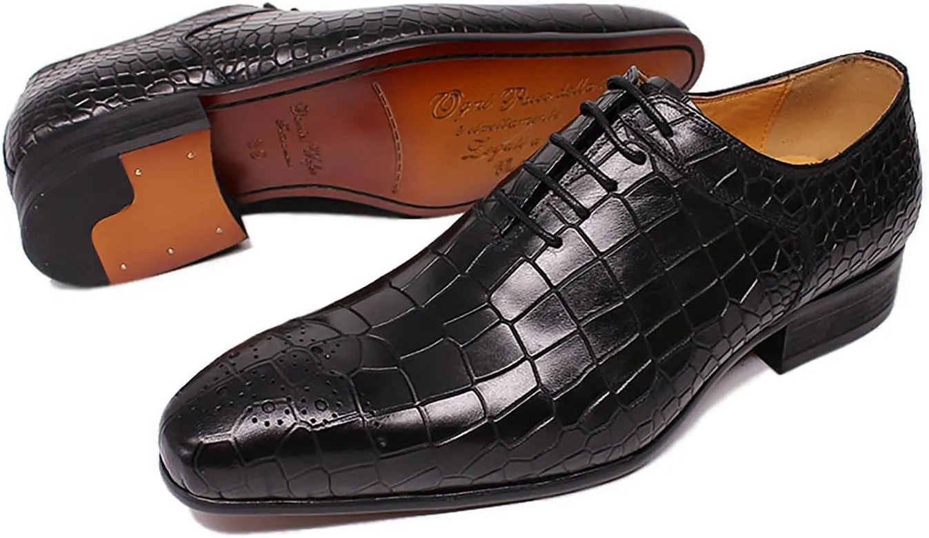 Santimon Men's Fashion Classic Genuine Leather Handmade Brogues Oxfords Dress Formal Tuxedo Derby Shoes
