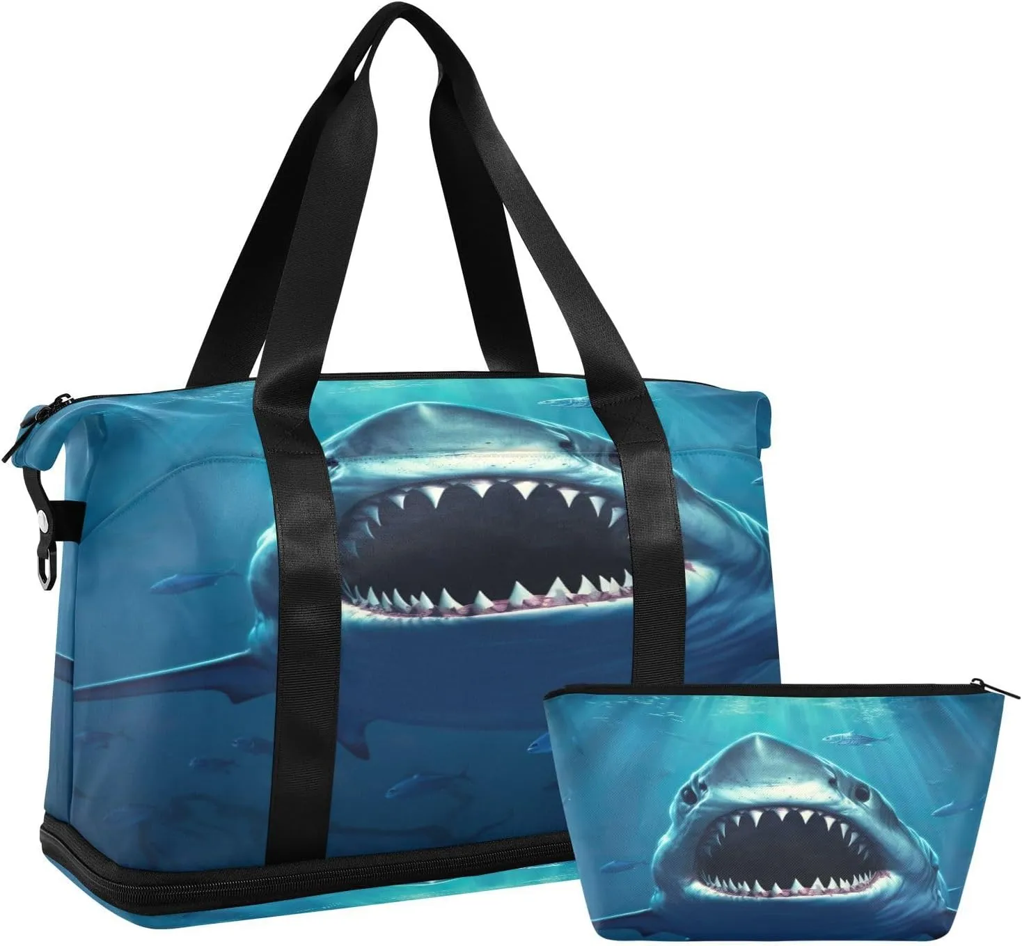 Shark Sports Gym Bag,Travel Duffel bag with Wet Pocket & Shoes Compartment Lightweight Waterproof Overnight Bag for Men Women