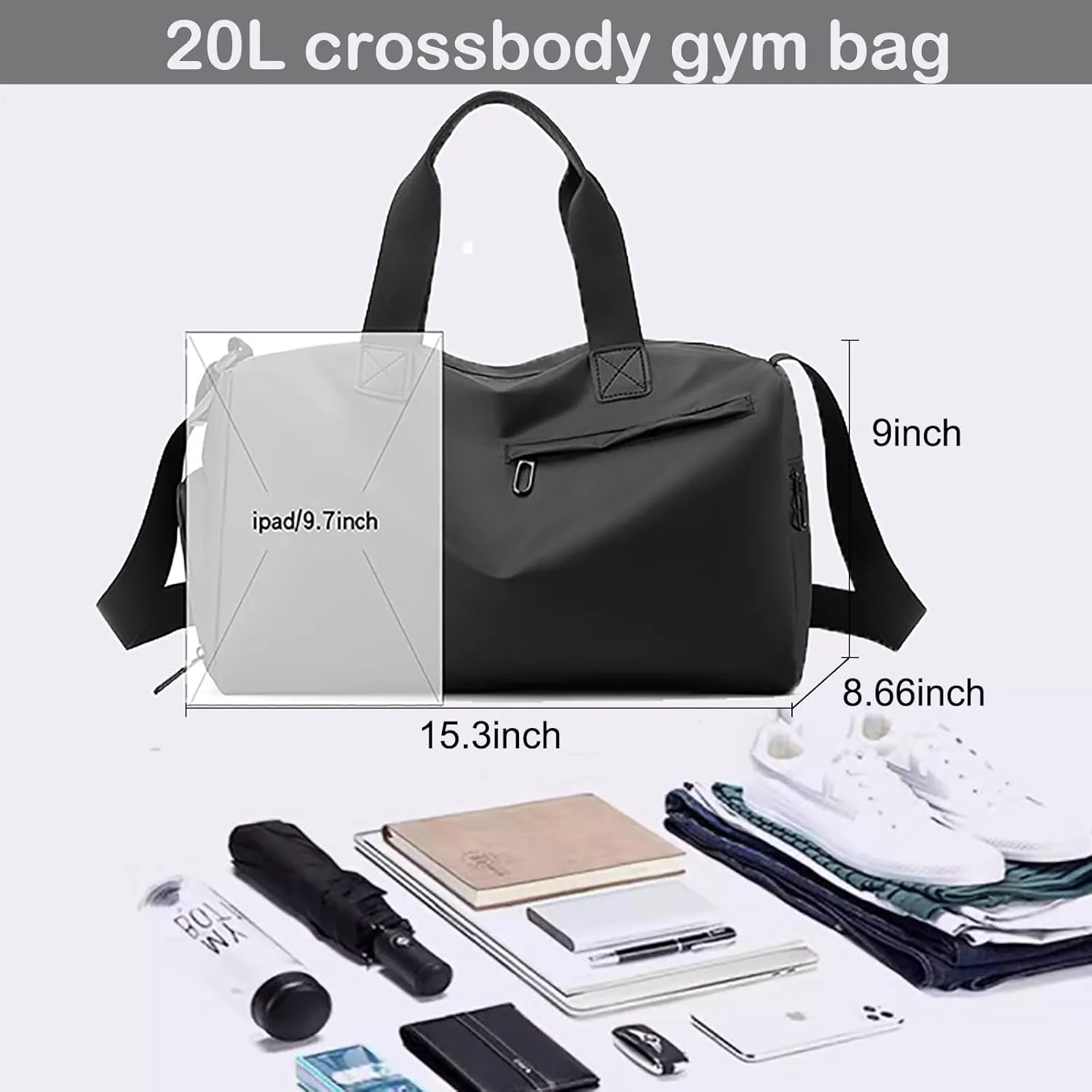 Small Gym Bag with Wet Pocket Shoes Compartment Weekender Overnight Bag Travel Duffle for Yoga Fitness Sports (ArmyGreen)